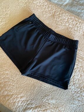 Athleta Black Nylon Athletic Shorts with Zip Pocket, Women’s Size Medium